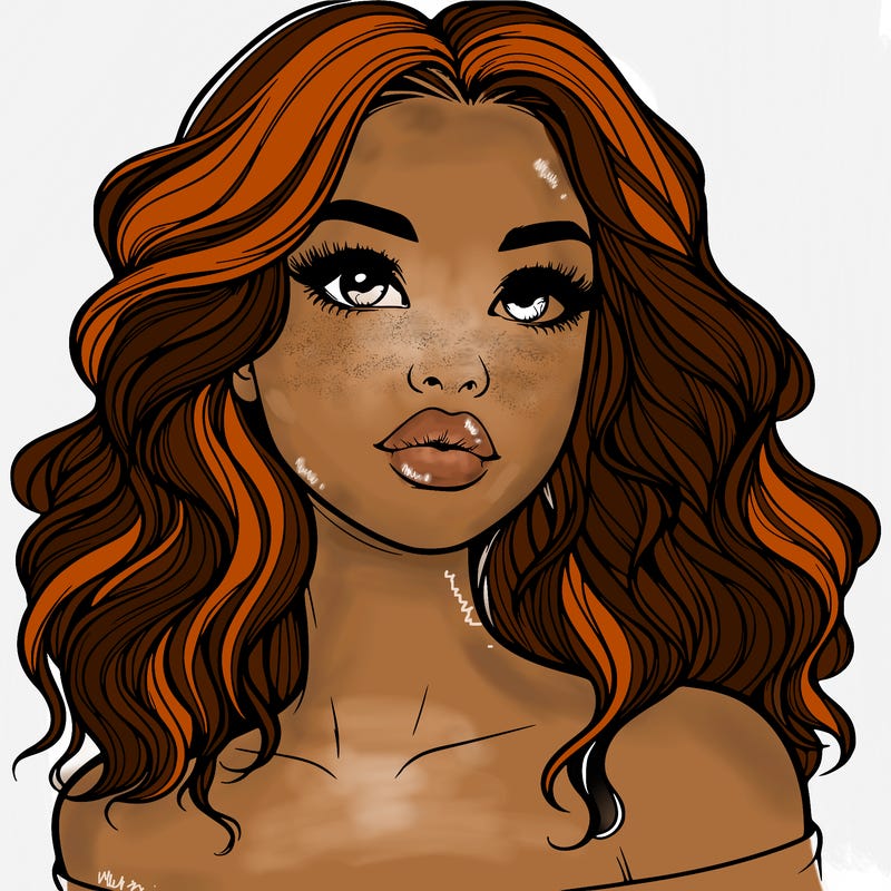 realistic girl with wavy hair and lips