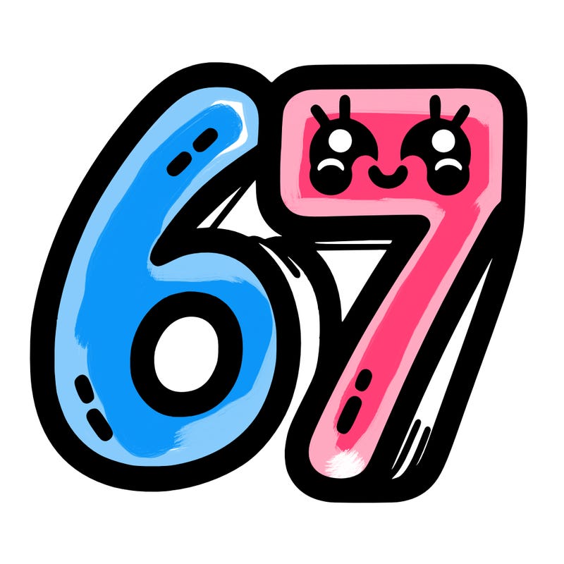 the numbers 67