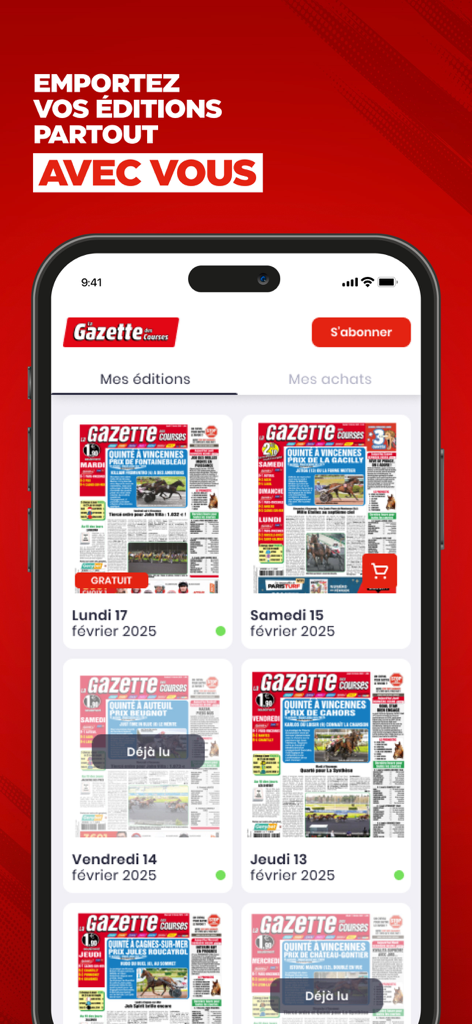 Smartphone screen displaying a grid of digital newspaper editions for horse racing betting