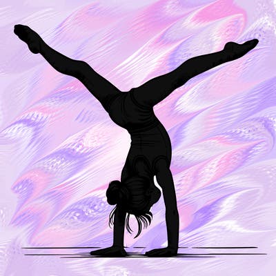 realistic gymnastic hand stand girl in four splits