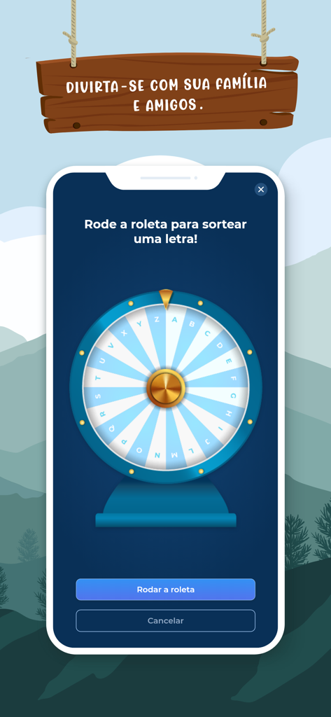 Jogo Stop - Adedonha - Interface da roda giratória de letras para o jogo Jogo Stop Adedonha