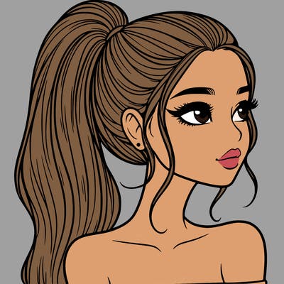 a beautiful and realistic girl with a high pony tail