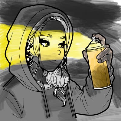 a realistic girl, spray painting