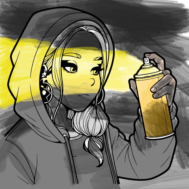 a realistic girl, spray painting