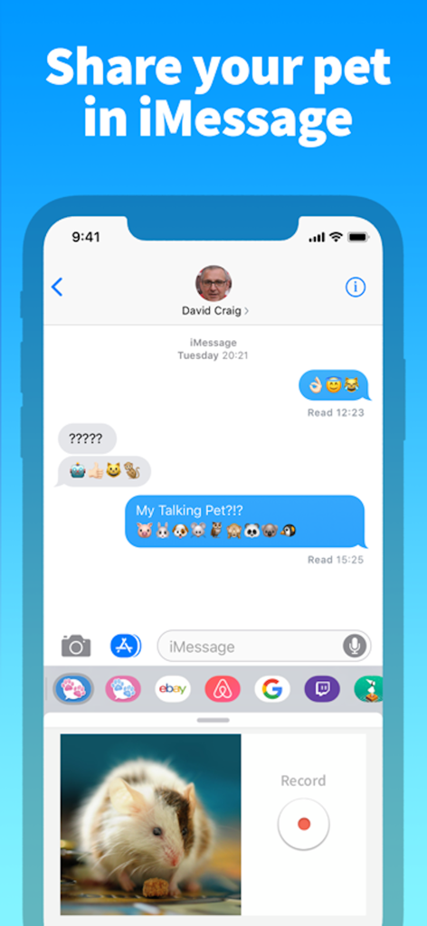 My Talking Pet - My Talking Pet app integrated with iMessage for sharing pet animations