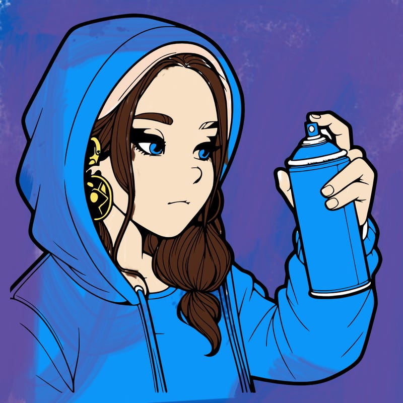 a realistic girl, spray painting