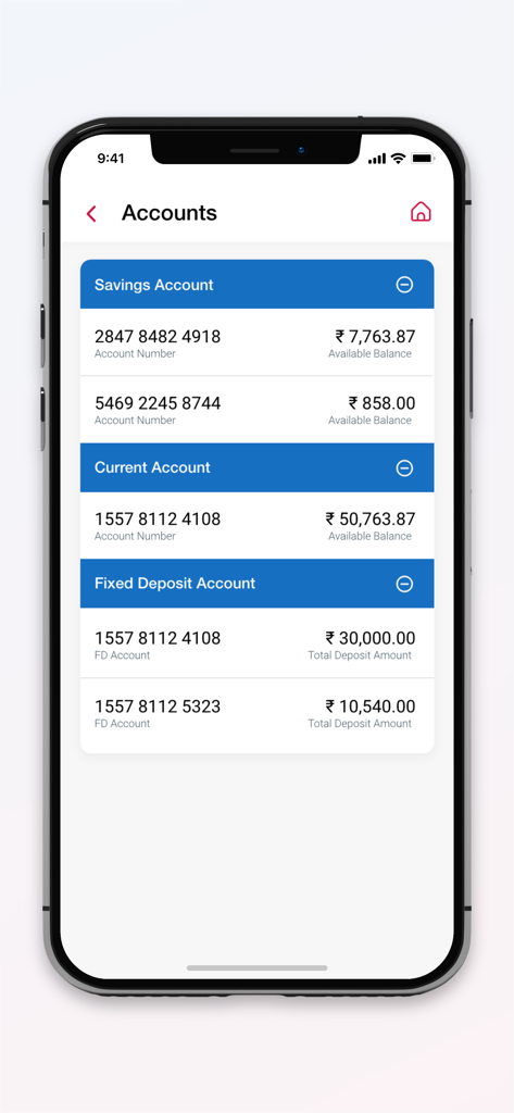 CentMobile - Screenshot of CentMobile app showing multiple bank account types and balances.