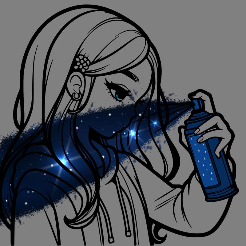 a realistic girl spray painting