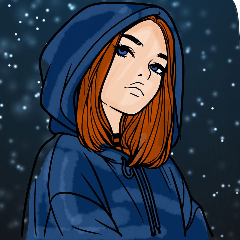 a realistic girl in a hoodie