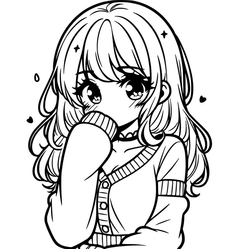 very beautiful manga girl feeling shy