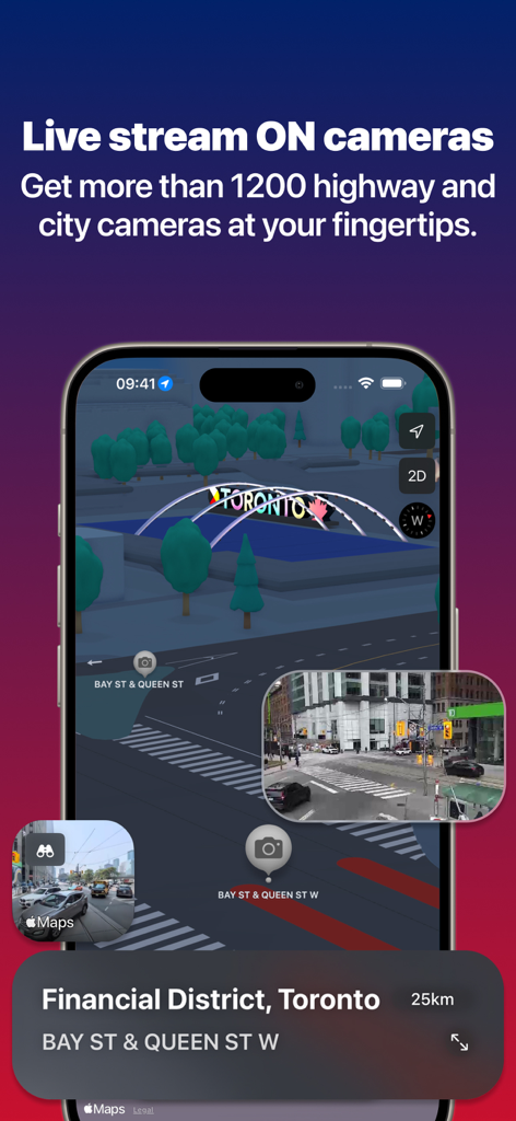 Ontario Road Cameras - トロント中心部のライブ交通カメラフィードと3Dマップ。