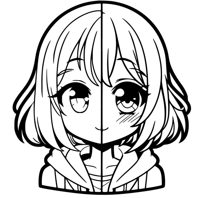 animated girl half anime