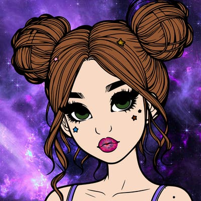 realistic girl with space buns
