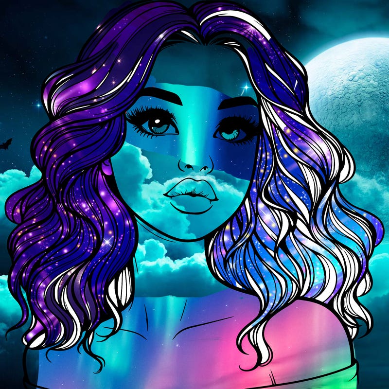 realistic girl with wavy hair and lips