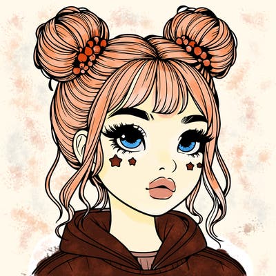 realistic girl with space buns