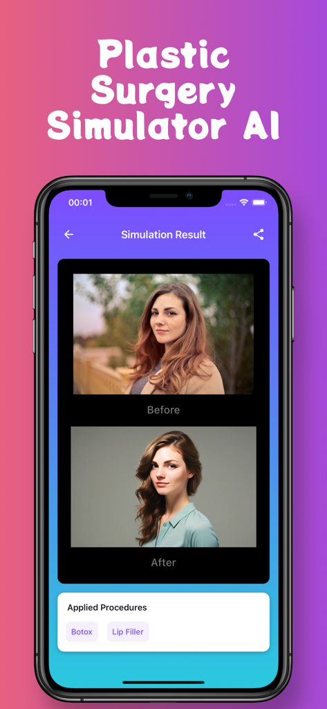 Pody Plastic Surgery Simulator - Before and after plastic surgery simulation for botox and lip filler in Pody app