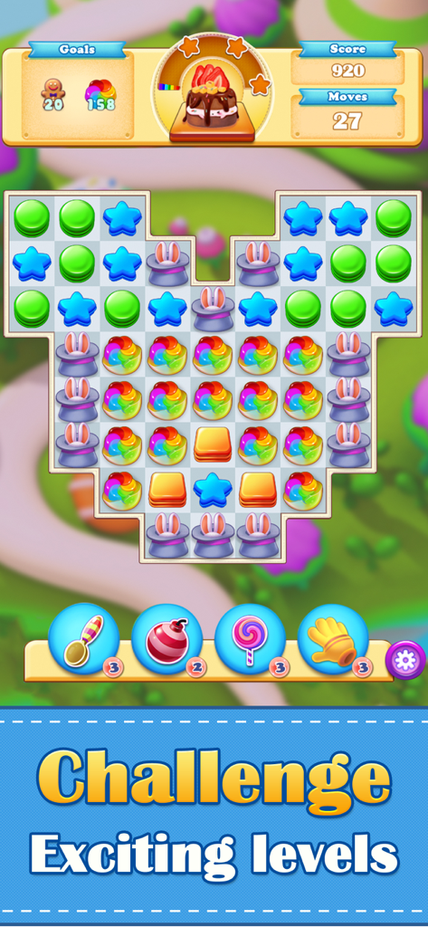 Dream Match - Fun Puzzle Games - Dream Match game screenshot showing a colorful match-3 puzzle level with boosters and magical elements