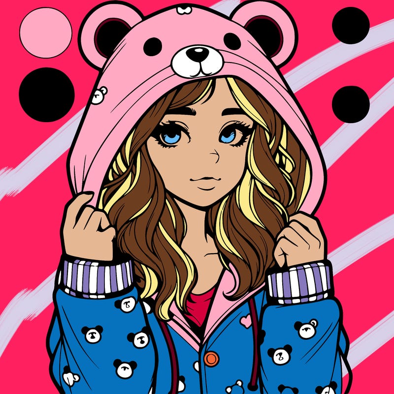 realistic girl in a animal pjs hoodie