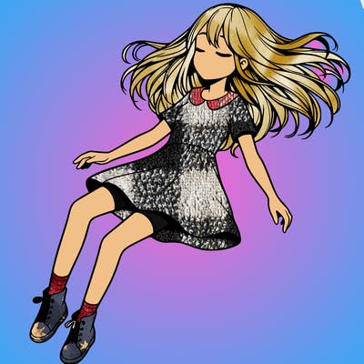 realistic girl floating