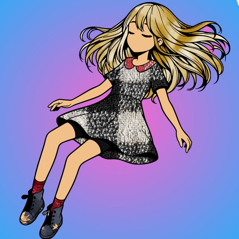 realistic girl floating