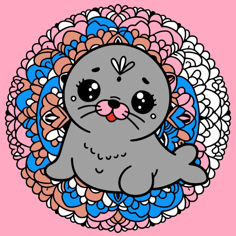 a cute baby seal mandala