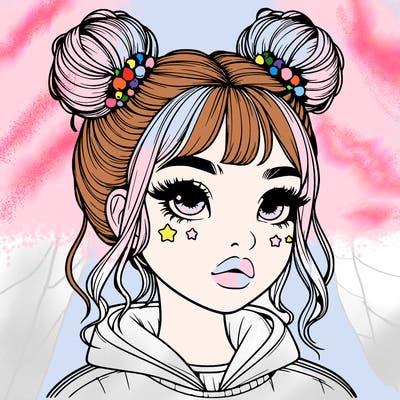 realistic girl with space buns