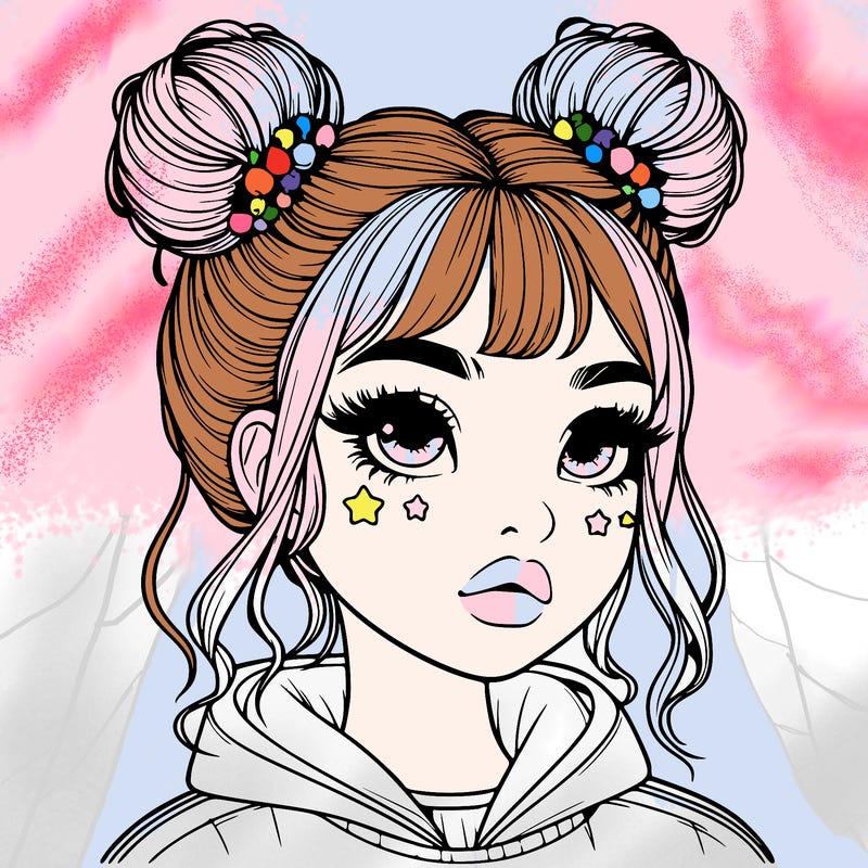 realistic girl with space buns