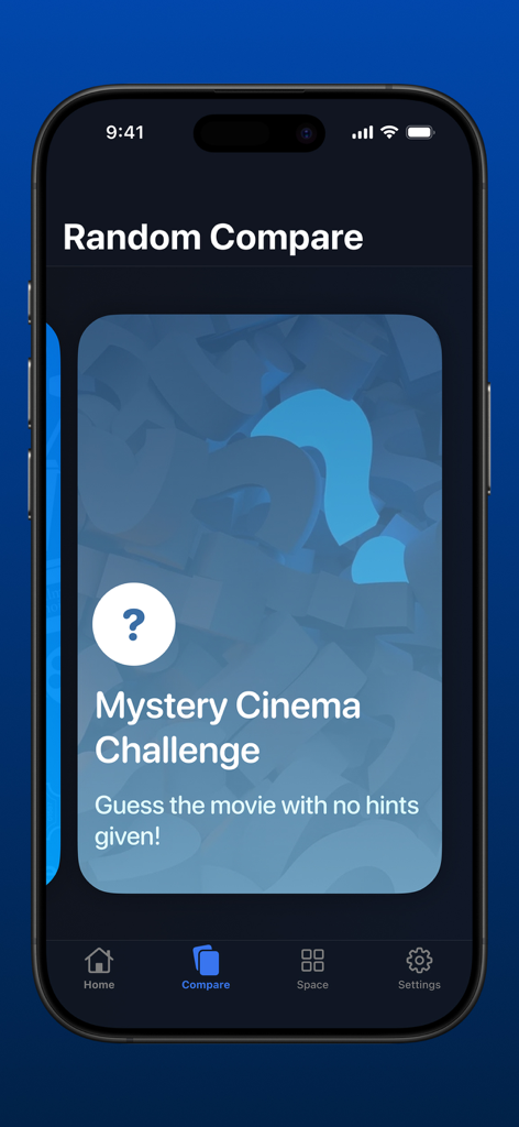 Mags TV - Mags TV app interface showing the Mystery Cinema Challenge movie discovery game
