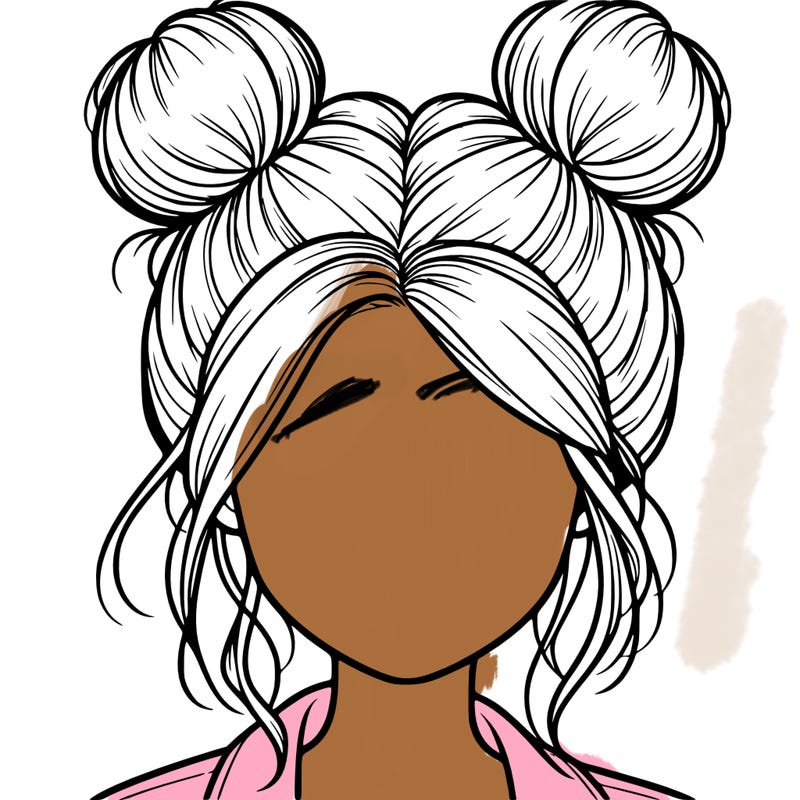 realistic girl with buns on the top of her hair