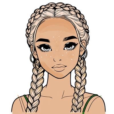 realistic girl with braids