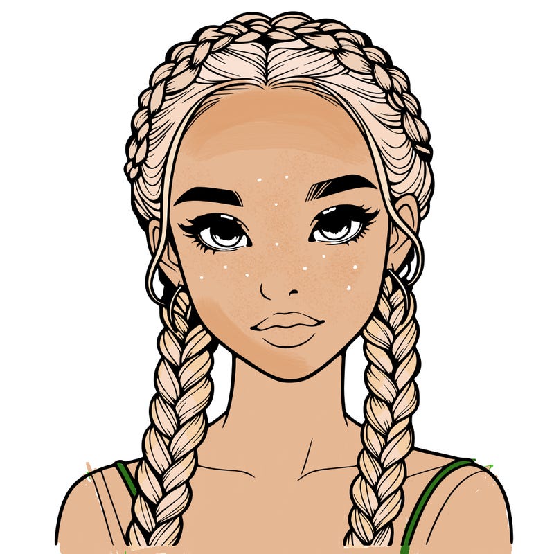 realistic girl with braids