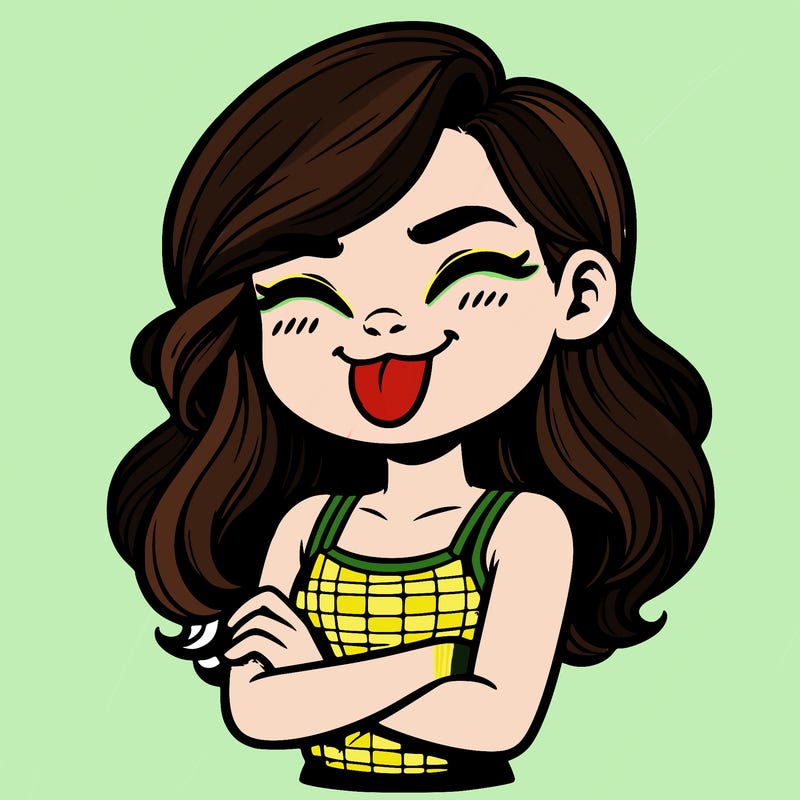 realistic girl crossing her arms and wearing a tank top with her tongue held out she has long hair