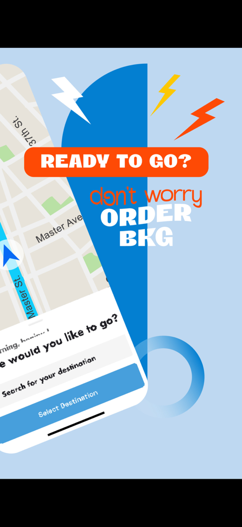 BKG Speed: Taxi & Livraison - Interfaz de la aplicación BKG Speed para servicios de solicitud de viajes y entrega con vista de mapa