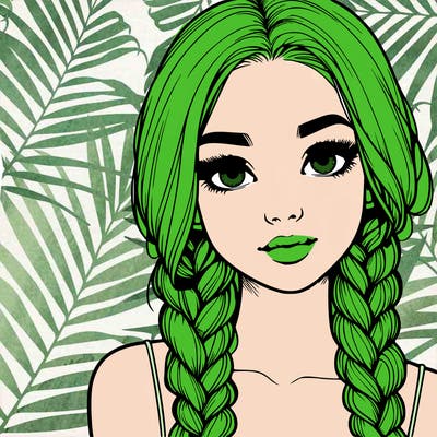realistic girl with braids