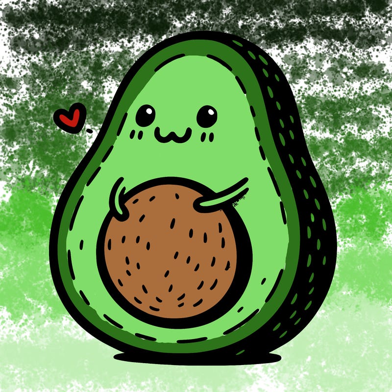an avocado hugging an avocado