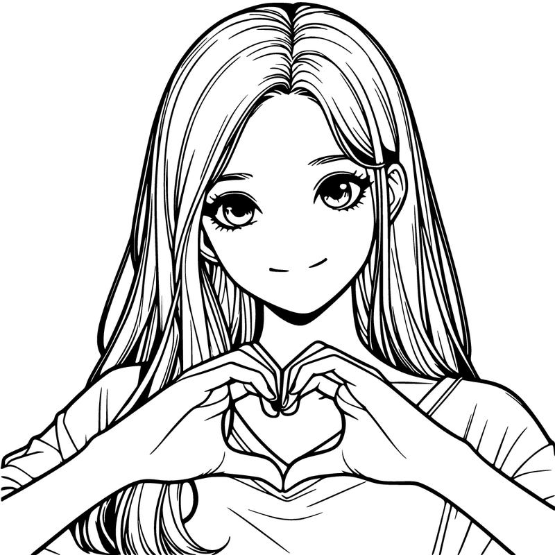 a girl doing heart hands realistic