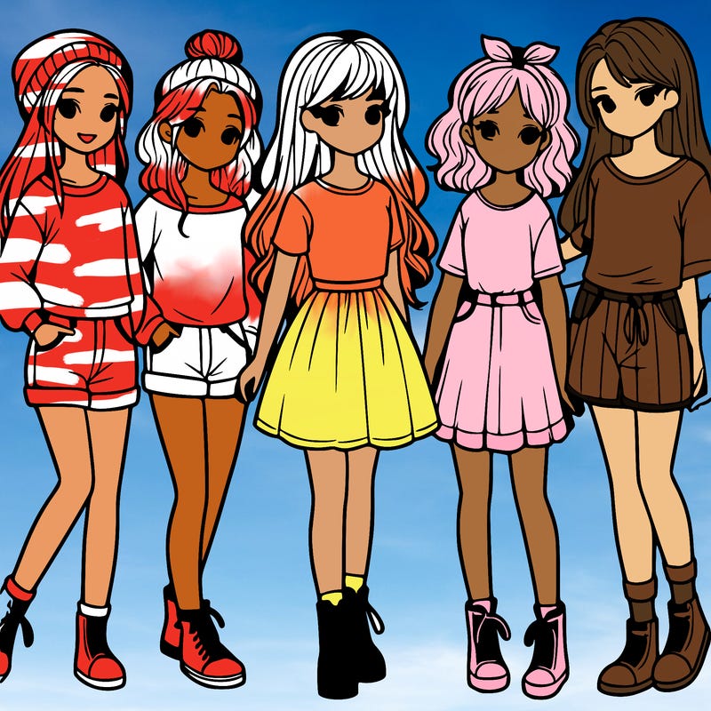 a group of five girls