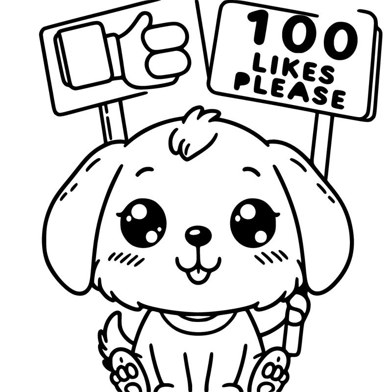 cute puppy holding a sign that says 100 likes please