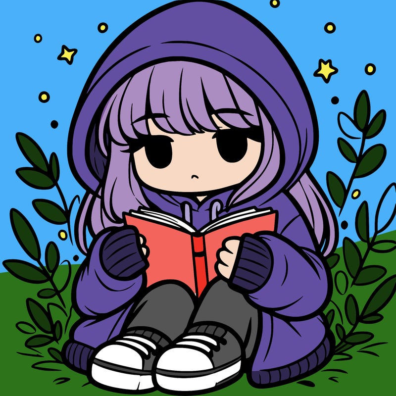 girl in oversized hoodie reading a book
