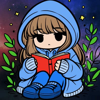 girl in oversized hoodie reading a book