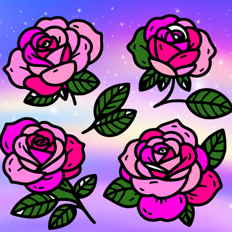 cute four pieces roses