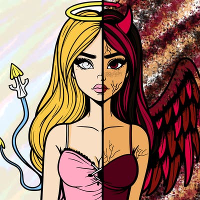 devil vs angel realistic girl