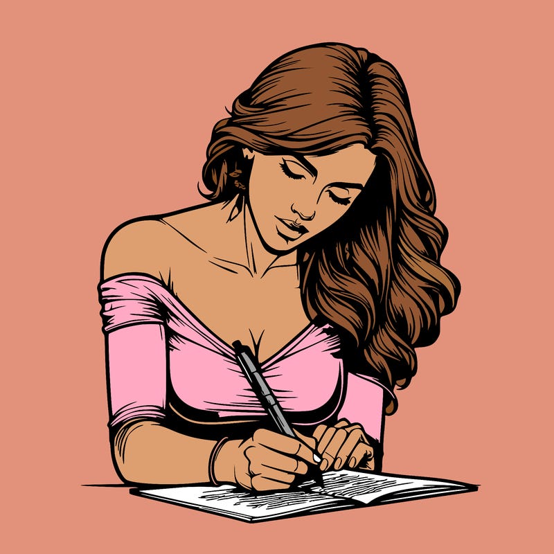 realistic female writing poetry