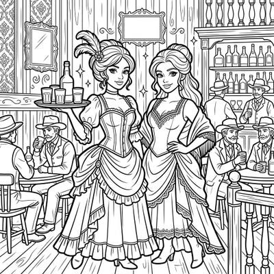 Journey back to the days of the Wild West with this captivating saloon girls coloring page, specially designed for seniors. Featuring large print and clear outlines, it offers a relaxing and engaging coloring experience for all skill levels.