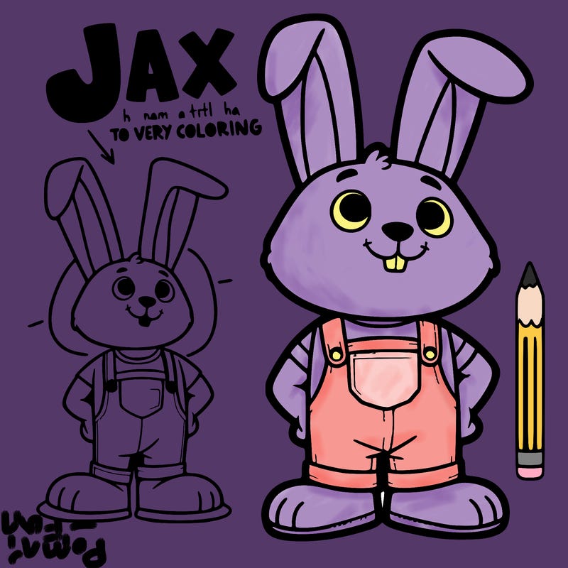 a super tall bunny his name is jax has overalls