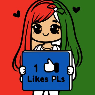 girl holding a sign saying 10 likes pls