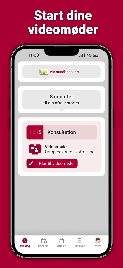 MineAftaler 앱 화면에 카운트다운 및 의료 영상 통화 시작 버튼 표시