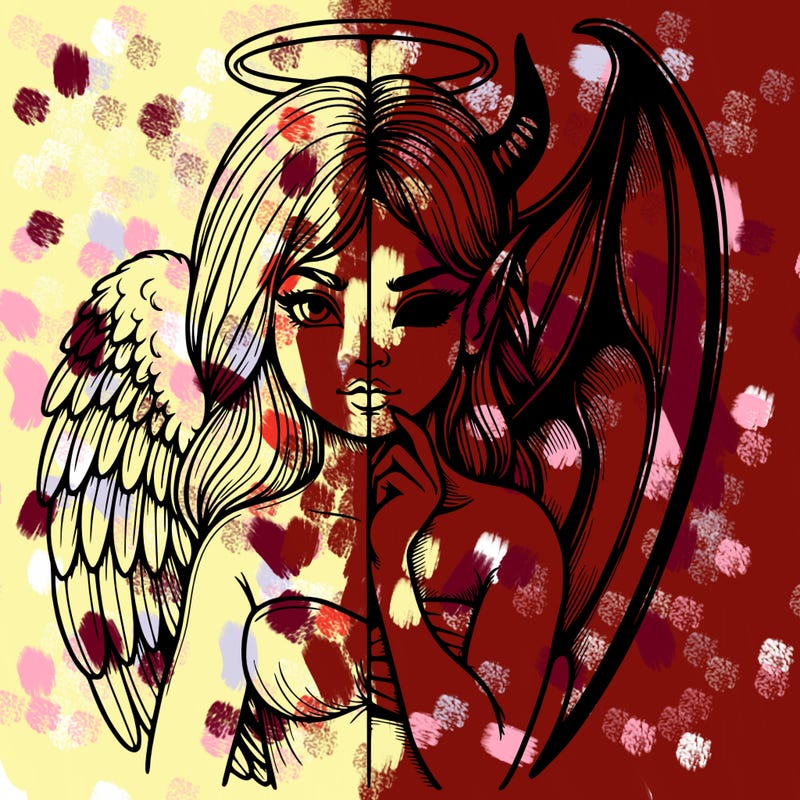 realistic angel half demon