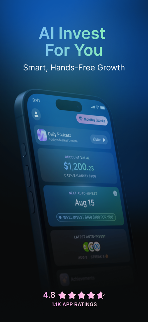 Benson: AI Stock Trading - Benson KI Aktienhandel App-Oberfläche, die automatisiertes Portfolio-Management zeigt