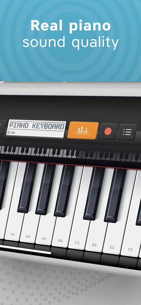 Piano Keyboard App: Play Songs - Digital piano keyboard interface with high quality sound for mobile devices